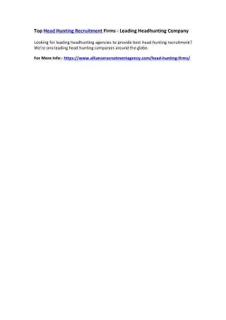 Top Head Hunting Recruitment Firms - Leading Headhunting Company