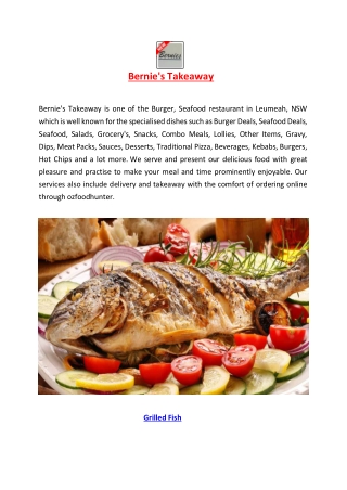 5% Off - Bernie's Takeaway menu - Burger Restaurant Leumeah, NSW