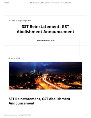 SST Reinstatement, GST Abolishment Announcement - Auto Count Sdn Bhd