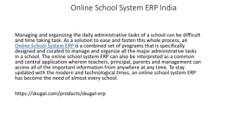 Online School System ERP India