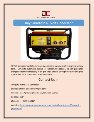 Buy Smartest 48 Volt Generator