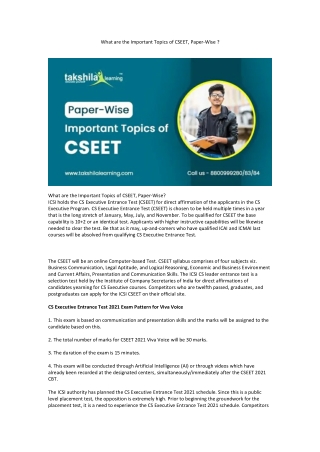 What are the Important Topics of CSEET, Paper-Wise ?