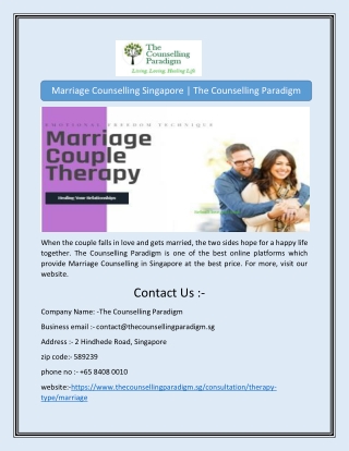 Marriage Counselling Singapore | The Counselling Paradigm