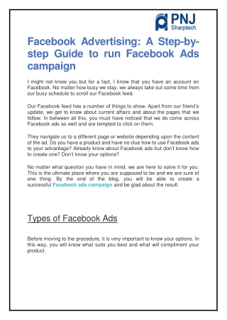 Facebook Advertising: A Step-by-step Guide to run Facebook Ads campaign