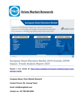 European Smart Elevators Market 2019 Growth, COVID Impact, Trends Analysis Report 2025