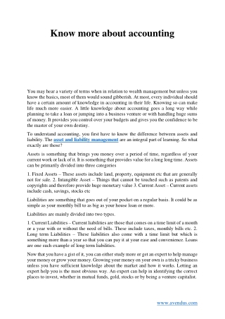 Know more about accounting