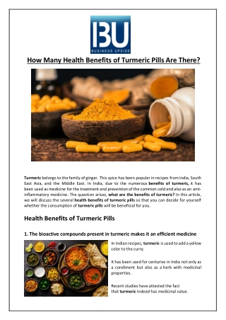 How Many Health Benefits of Turmeric Pills Are There?