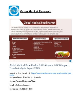 Global Medical Food Market 2019 Growth, COVID Impact, Trends Analysis Report 2025