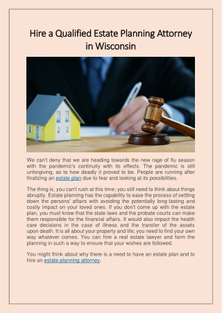 Hire a qualified estate planning attorney in wisconsin