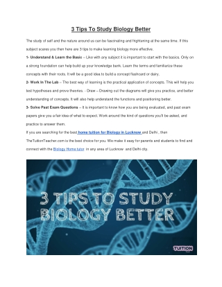 3 Tips To Study Biology Better