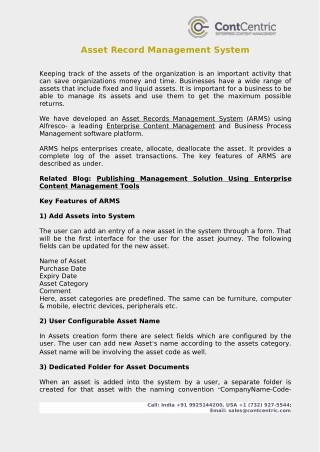 Asset Record Management System