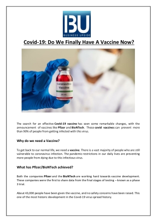 Covid-19: Do We Finally Have A Vaccine Now?