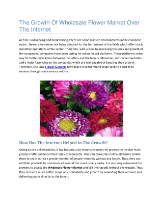 The Growth Of Wholesale Flower Market Over The Internet