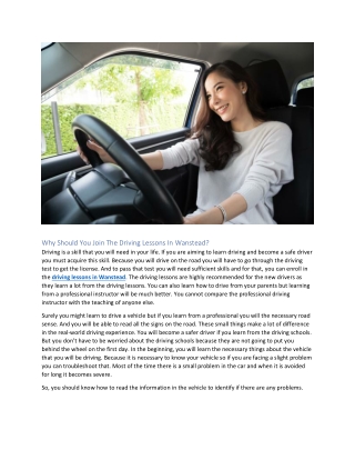 Driving Lessons In Wanstead | Learn How To Be A Safe Driver