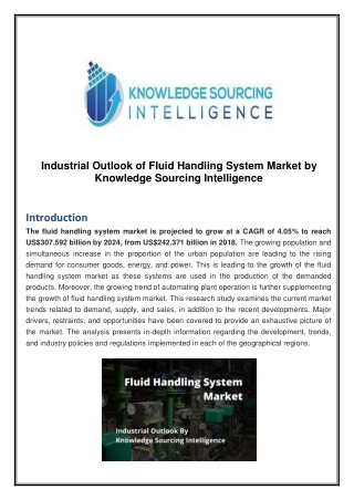 Industrial Outlook of Fluid Handling System Market