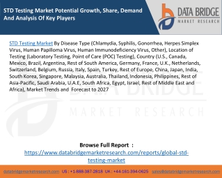 STD Testing Market Potential Growth, Share, Demand And Analysis Of Key Players