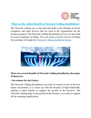 What are the Added Benefits of Network Cabling Installations?