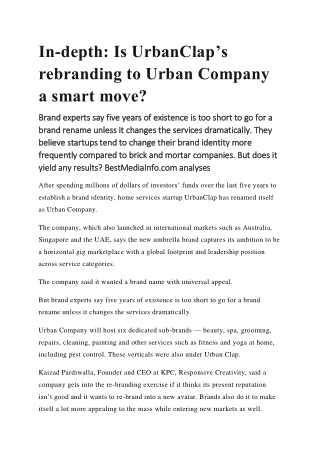 In-Depth is UrbanClap’s Rebranding to Urban Company a Smart Move
