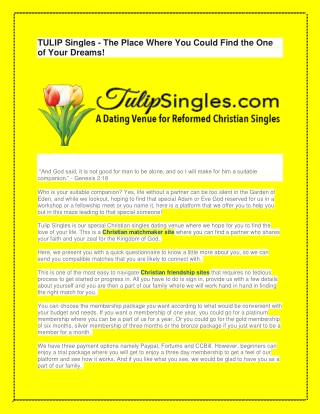 TULIP Singles - The Place Where You Could Find the One of Your Dreams!