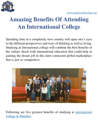 Amazing Benefits Of Attending An International College