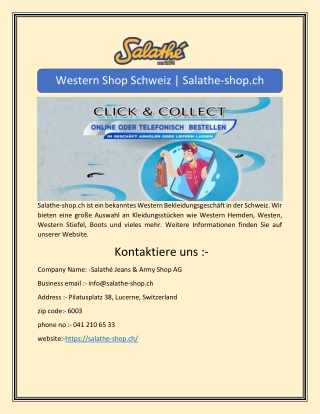 Western Shop Schweiz | Salathe-shop.ch