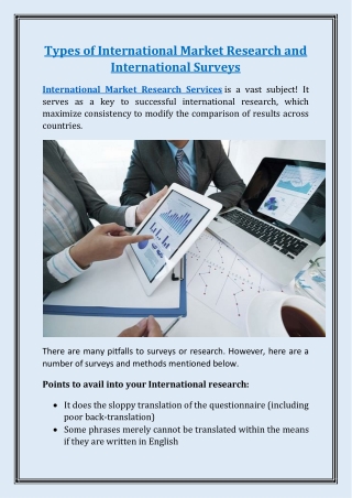 Types of International Market Research and International Surveys