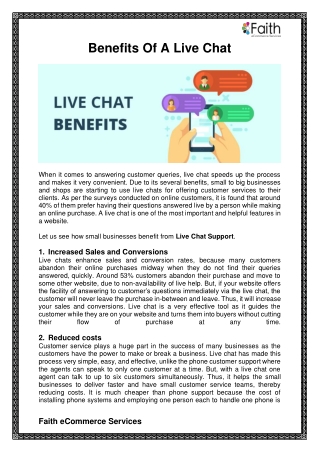 Benefits Of A Live Chat