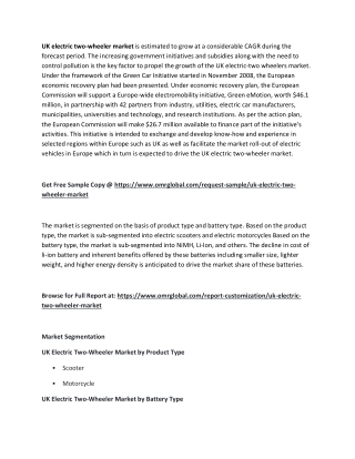 UK Electric Two-Wheeler Market  Size, Growth | Industry Analysis and Forecast 2019-2025