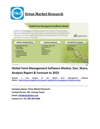 Global Farm Management Software Market Trends, Size, Competitive Analysis and Forecast 2019-2025