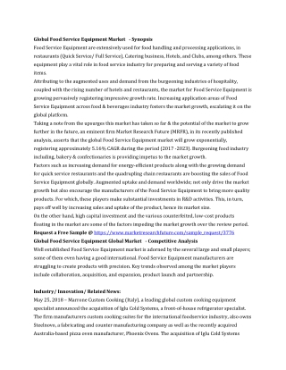 Food Service Equipment Market Research Report - Global Forecast till 2025