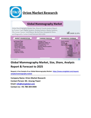 Global Mammography Market Growth, Size, Share, Industry Report and Forecast 2019-2025