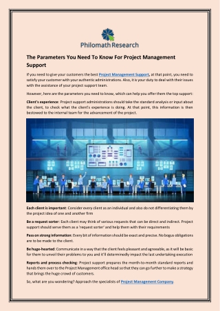 The Parameters You Need To Know For Project Management Support