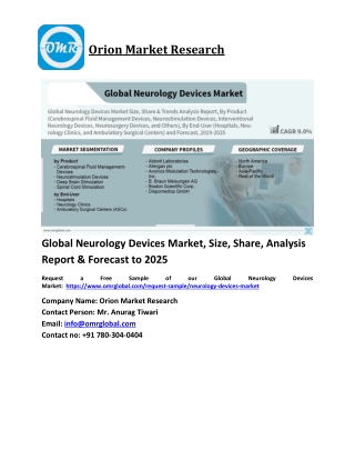 Global Neurology Devices Market Size, Industry Trends, Share and Forecast 2019-2025