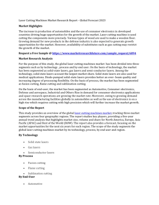 Laser Cutting Machines Market Research Report - Global Forecast 2023