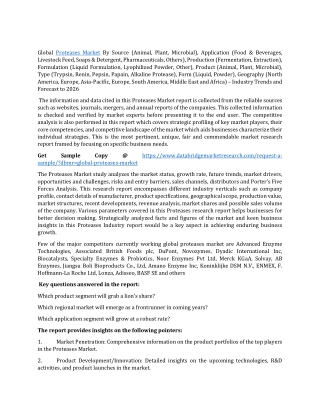 Proteases Market Demands, Analysis, Size, Trends, Revenue by 2027