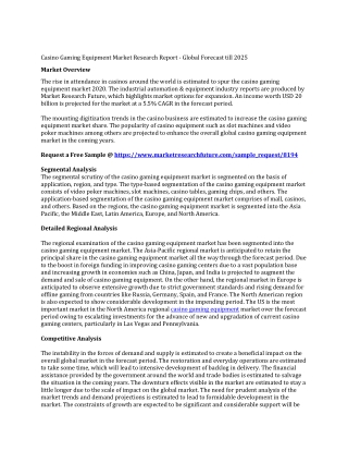 Casino Gaming Equipment Market Research Report - Global Forecast till 2025