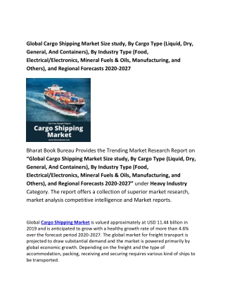 Global Cargo Shipping Market By Application Forecast 2020-2027