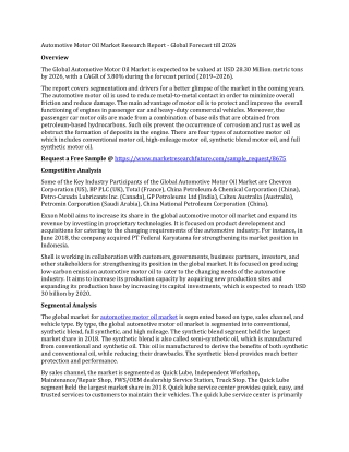 Automotive Motor Oil Market Research Report - Global Forecast till 2026