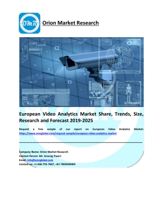 European Video Analytics Market Size, Share, Growth, Research and Forecast 2019-2025