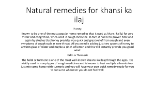 Natural remedies for khansi ka ilaj