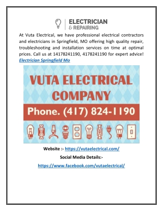 Professional Electricians in Springfield, MO