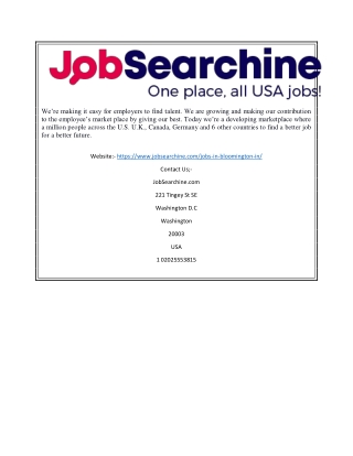 Jobs in Bloomington In | JobSearchine.com