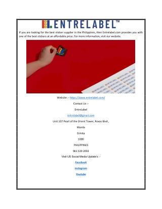 Online sticker supplier in philippines | Entrelabel.com