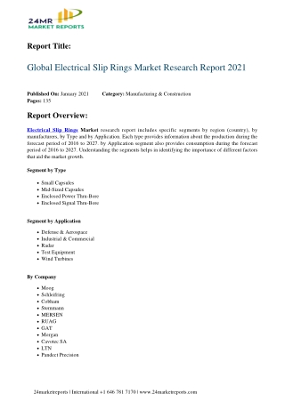 Electrical Slip Rings Market Research Report 2021