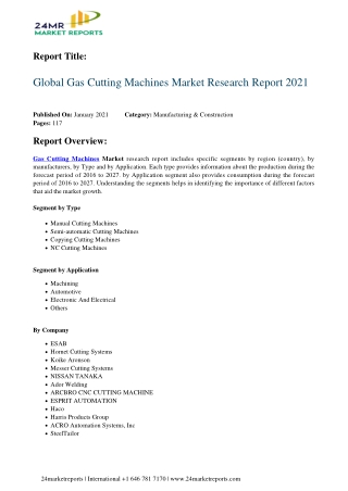 Gas Cutting Machines Market Research Report 2021