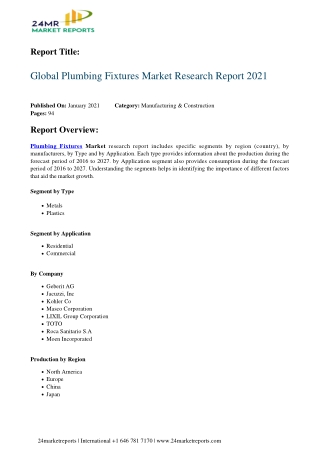 Plumbing Fixtures Market Research Report 2021