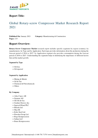 Rotary-screw Compressor Market Research Report 2021