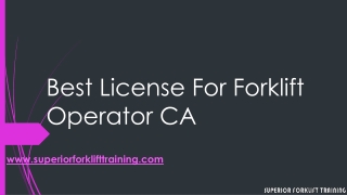 Best License For Forklift Operator CA