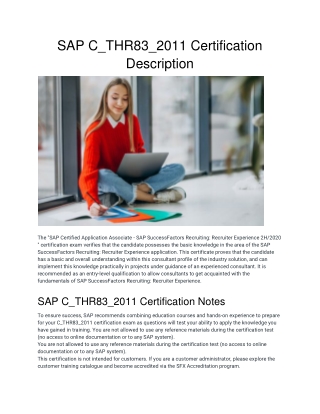 SAP C_THR83_2011 Certification Description