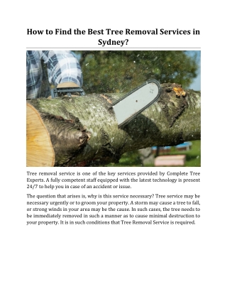 How to Find the Best Tree Removal Services in Sydney?